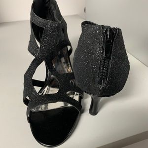 Black Glitter Evening Shoes
